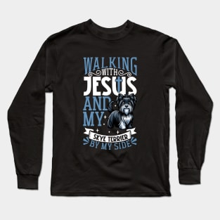 Jesus and dog - Skye Terrier Long Sleeve T-Shirt